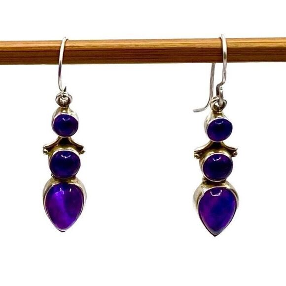 YYx Amethyst & Sterling 925 Silver Dangle Earrings - Picture 10 of 10